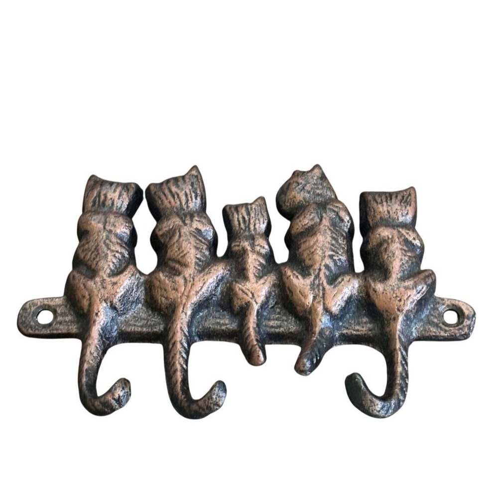 Cats and Kittens Cast Metal Key Hook Wall Mount